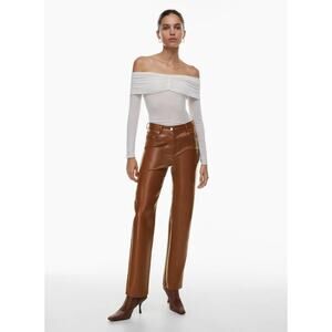 Wilfred Womens Melina Pant Size 00 Cognac Brown Vegan Leather Straight Leg